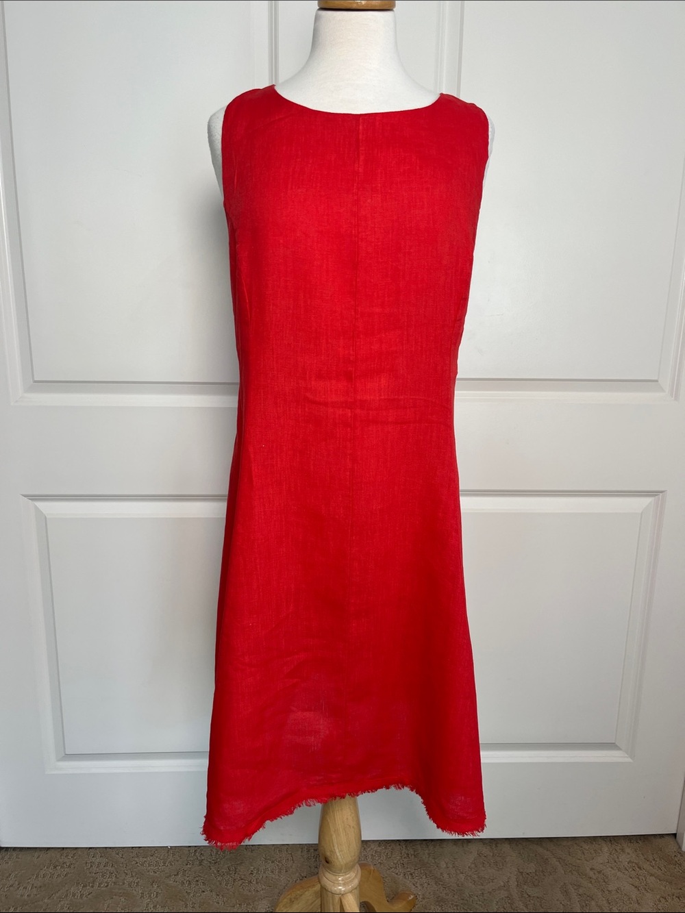 Piazza Del Tempio Red Sleeveless Italian Linen Shift Dress - Size M